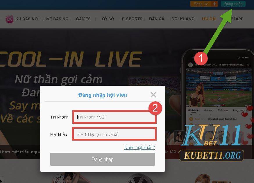 Hướng dẫn đăng nhập tài khoản Kubet